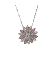 Suzy Levian New York Pink Sapphire & Lab-Grown White Sapphire Flower Pendant Necklace in Sterling Silver by Suzy Levian