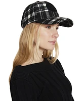 Steve Madden Women's Smiley Face Patch Plaid Baseball Cap