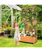 Sugift Raised Garden Bed with Trellis and Hanging Roof