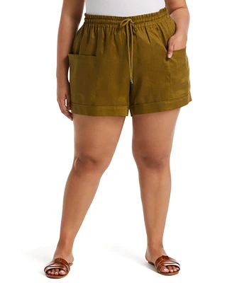 Rafaella Plus 100% Linen Modern Fit Seamed Shorts