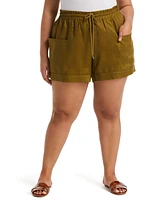 Rafaella Plus 100% Linen Modern Fit Seamed Shorts