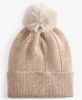 On 34th Women's Multi-Stitch Faux-Fur Pom Beanie, Created for Macy's