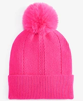 On 34th Women's Multi-Stitch Faux-Fur Pom Beanie, Created for Macy's