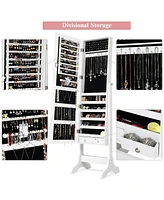 Sugift Lockable Mirrored Jewelry Cabinet Armoire Storage Organizer Box