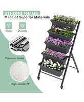 5-Tier Vertical Raised Garden Bed with Wheels and Container Boxes