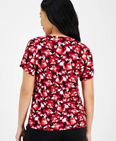 Ak Anne Klein Petite Printed Tulip-Sleeve Top