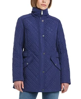 Jones New York Women's Hooded Stand-Collar Quilted Coat