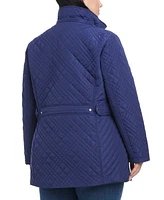 Jones New York Plus Hooded Stand-Collar Quilted Coat