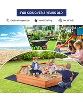 Hexagon Wooden Cedar Sand Box with Seat Boards