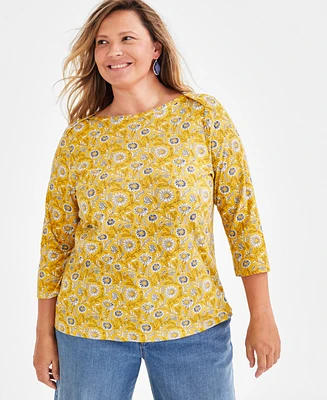 Style & Co Plus Printed 3/4-Sleeve Top