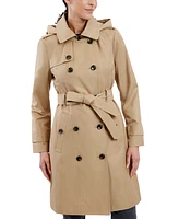 London Fog Women's Double-Breasted Hooded Trench Coat, Created for Macy's