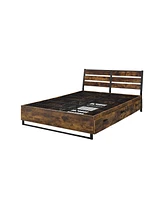 Simplie Fun Queen Bed with Storage In Rustic Oak