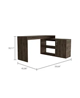 Fm Furniture Antlia L-Shaped Writing Desk, Two Shelves