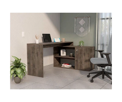 Fm Furniture Antlia L-Shaped Writing Desk, Two Shelves