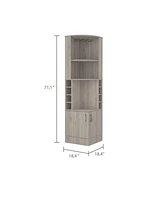 Fm Furniture Seattle Bar Cabinet, Eight Bottle Cubbies, Two Large Open Shelves