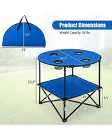 Sugift 2-Tier Portable Picnic Table with Carrying Bag and 4 Cup Holders