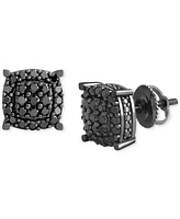 Men's Black Diamond Halo Cluster Screw Back Stud Earrings (1 ct. t.w.)