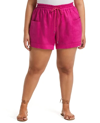 Rafaella Plus 100% Linen Modern Fit Seamed Shorts