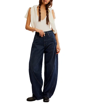 Free People Women's Sugar & Spice Cotton High-Rise Barrel Jeans