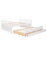 Simplie Fun Full Size Daybed With Twin Size Trundle And Drawers, Full Size