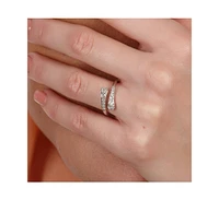 Lucy Quartermaine Cross Over Skinny Drip Ring with white Topaz T