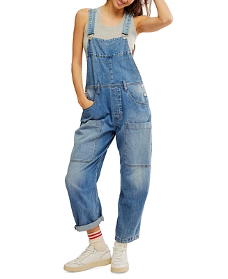 Free People Women's Way Back Cotton Denim Utility Overalls