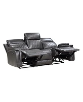 Homelegance White Label Wallstone 82" Double Reclining Sofa with Drop-Down Cup Holder