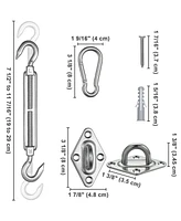 Yescom Triangle Sun Shade Sail Hardware Kit 304 Anti-Rust Stainless Steel Yard 2 Pack