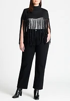 Eloquii Plus Fringe Half Sweater