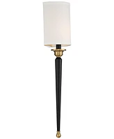 Arletta Modern Wall Sconce Lighting Black Brass Metal Hardwired 7 1/2" Wide Fixture Off