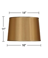 Sydnee Gold with Silver Trim Medium Drum Lamp Shade 14" Top x 16" Bottom x 11" Slant (Spider) Replacement with Harp and Finial - Spring crest