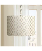 Embroidered Hourglass Medium Lamp Shade 16" Top x 16" Bottom x 11" High (Spider) Replacement with Harp and Finial - Spring crest