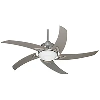 Casa Vieja 52" Capri Modern Indoor Ceiling Fan with Led Light Remote Control Brushed Nickel Silver White Opal Glass for Living Kitchen House Bedroom F