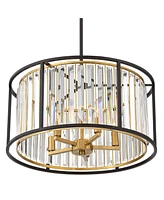 Possini Euro Design Brenna Bronze Gold Small Pendant Chandelier 20" Wide Modern Clear Crystal Drum Shade 5