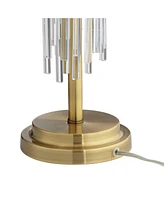 Aloise Mid Century Modern Glam Luxury Table Lamp 27.5" Tall Brass Metal Clear Glass Tube White Drum Shade Decor for Living Room Bedroom House Bedside