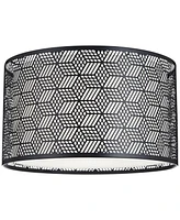 Black Finish Laser Cut Metal Large Drum Lamp Shade 17" Top x 17" Bottom x 10" High (Spider) Replacement with Harp - Spring crest