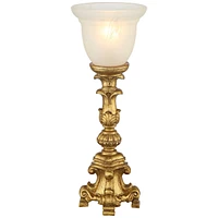 Traditional Glam Console Accent Table Lamp 18" High French Gold Uplight Alabaster Glass Shade Decor for Living Room Bedroom House Bedside Nightstand O