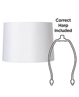 White Fabric Medium Hardback Lamp Shade 13" Top x 14" Bottom x 10" High (Spider) Replacement with Harp and Finial - Springcrest