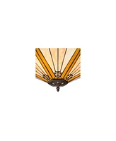 Robert Louis Tiffany Stratford Bronze Pendant Chandelier Lighting 20 3/4" Wide Farmhouse Rustic Art Glass 3-Light Fixture for Dining Room Living House