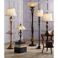 Mulholland Traditional Table Lamp 30" Tall Brown Gold Faux Marble Aged Bronze Off