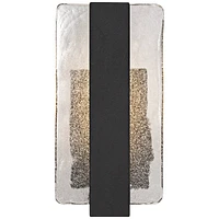 Cascadia Modern Wall Light Sconce Black Metal Hardwired 6" Fixture Led Piastra Art Glass Panel for Bedroom Bedside Bathroom Vanity Living Room Hallway