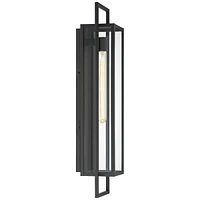 Jericho 28" High Modern Farmhouse Rustic Outdoor Wall Light Fixture Mount Porch House Exterior Outside Lantern Edison Bulb Textured Black Finish Metal