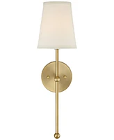 Elena Modern Wall Sconce Lighting Warm Brass Gold Metal Hardwired 21" High Fixture Cream Linen Shade Decor for Bedroom Bedside Living Room Home Hallwa