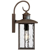 Deaver Modern Outdoor Wall Light Fixture Oil Rubbed Bronze 15 1/4" Clear Water Glass Lantern Dusk to Dawn Motion Security Sensor Exterior House Porch