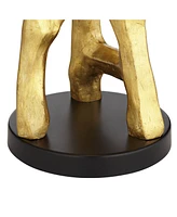 Organic Sculpture 29" Tall Modern Glam Luxury End Table Lamp Gold Finish Single Fabric White Shade Living Room Bedroom Bedside Nightstand House Office