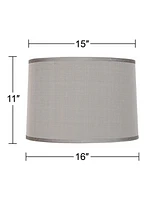 Platinum Gray Dupioni Medium Lamp Shade 15" Top x 16" Bottom x 11" High (Spider) Replacement with Harp and Finial - Spring crest