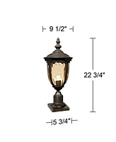 Bellagio European Outdoor Post Light Fixture with Pier Mount Bronze 25 inch Tall Glass for Exterior House Porch Patio Outside Deck Garage Yard Garden