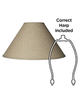 Set of 2 Empire Lamp Shades Fine Burlap Beige Large 6" Top x 19" Bottom x 12" High Spider with Replacement Harp and Finial Fitting - Spring crest