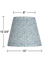 Hardback Pleated Empire Lamp Shade Blue White Floral Medium 8" Top x 13" Bottom x 11" Slant x 10.75" High Spider with Replacement Harp and Finial Fitt
