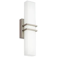 Exeter Modern Wall Lights Set of 2 Brushed Nickel Silver Hardwired 4.5" Led Fixture White Rectangular Glass Shade for Bedroom Bathroom Vanity Living R